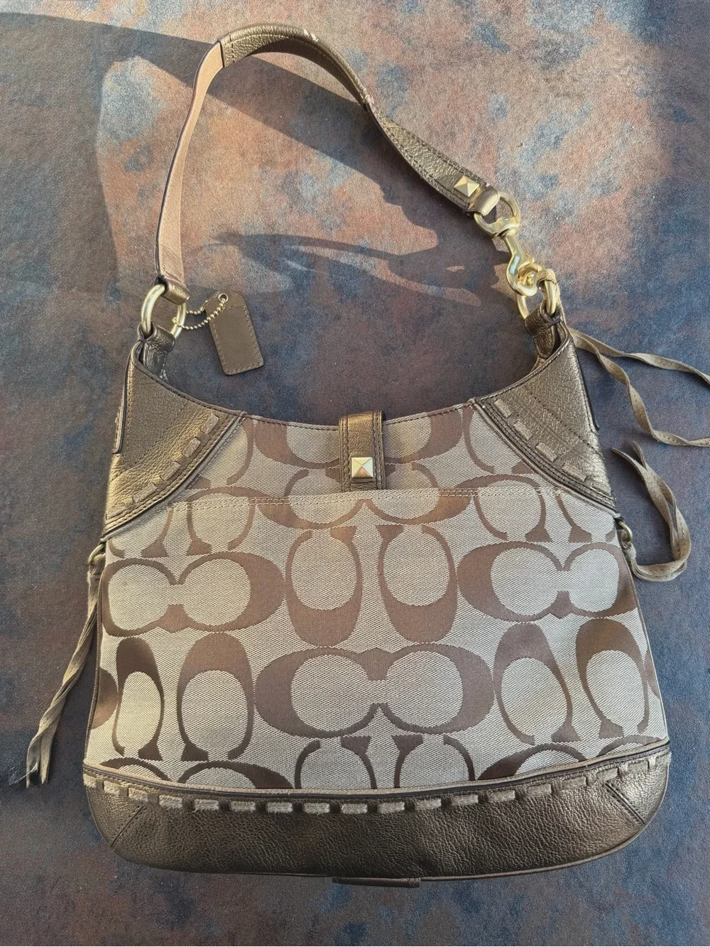 Vintage 2006 Coach Hamptons Studded Hobo Shoulder Bag With Original Hangtag